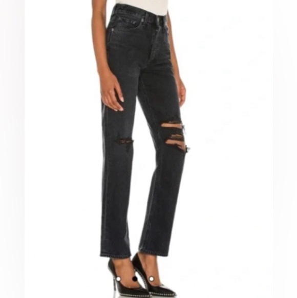 NWT‎ AGolde Lana Jean Vintage straight Black/ Disorder size 24